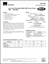 DS53-0005-TR datasheet: 1850-1990 MHz, Low cost three-way  GMIC SMT power divider DS53-0005-TR