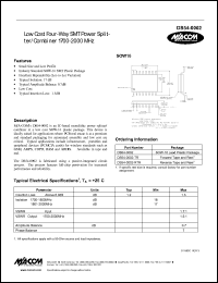 DS54-0002-TR datasheet: 1700-2000 MHz, Low cost four-way  SMT power splitter/combiner DS54-0002-TR