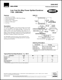 DS56-0002 datasheet: 1700-2000 MHz, Low cost four-way  SMT power splitter/combiner DS56-0002