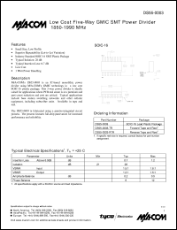 DS55-0003 datasheet: 1850-1990 MHz, Low cost five-way  GMIC SMT power divider DS55-0003