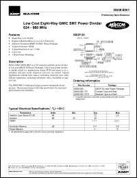 DS58-0001-RTR datasheet: 824-960 MHz, Low cost eight-way  GMIC SMT power divider DS58-0001-RTR