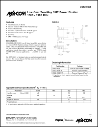 DS52-0005 datasheet: 1700-1900 MHz, Low cost two-way SMT power divider DS52-0005