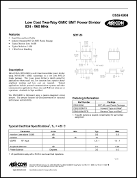 DS52-0008-TR datasheet: 824-960 MHz, Low cost two-way GMIC SMT power divider DS52-0008-TR