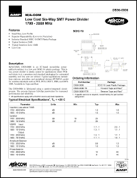 DS56-0006-RTR datasheet: 1700-2000 MHz, Low cost six-way SMT power divider DS56-0006-RTR