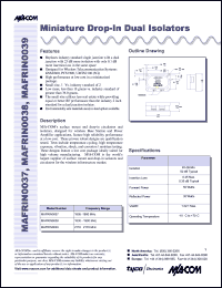 MAFRIN0037 datasheet: 1805-1880 MHz, miniature drop-in dual isolator MAFRIN0037