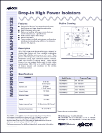 MAFRIN0125 datasheet: 925-960 MHz, drop-in high power isolator MAFRIN0125