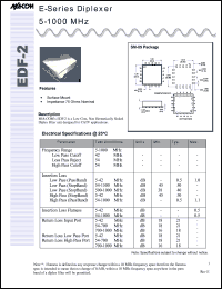 EDF-2 datasheet: 5-1000 MHz,diplexer EDF-2