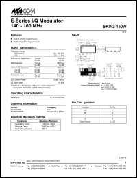 EKIN2-150WTR datasheet: 140-160 MHz,I/Q modulator EKIN2-150WTR