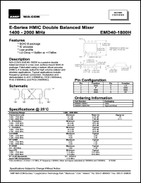 EMD40-1800H datasheet: 1400-2000 MHz,HMIC double balanced mixer EMD40-1800H
