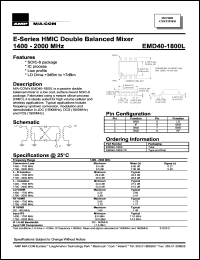 EMD40-1800LTR datasheet: 1400-2000 MHz,HMIC double balanced mixer EMD40-1800LTR