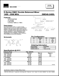 EMD40-2400LTR datasheet: 1400-2500 MHz,HMIC double balanced mixer EMD40-2400LTR