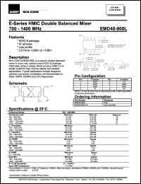 EMD40-900LTR datasheet: 700-1400 MHz,HMIC double balanced mixer EMD40-900LTR