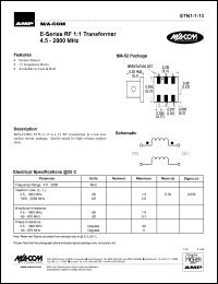 ETN1-1-13 datasheet: 4.5-2000 MHz,  RF 1:1 transformer ETN1-1-13