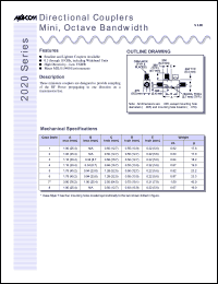 2020-6609-10 datasheet: 2-4 GHz,  directional couplers mini, octave bandwidth 2020-6609-10
