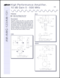 AM-131PIN datasheet: 5-500 MHz, high performance amplifier, 10 dB gain AM-131PIN