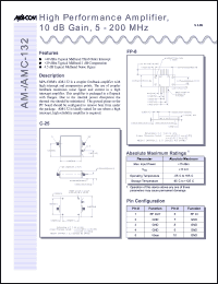 AMC-132SMA datasheet: 5-200 MHz, high performance amplifier, 10 dB gain AMC-132SMA