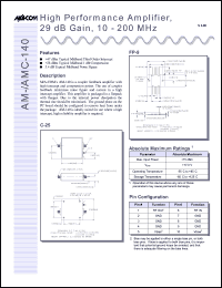 AM-140PIN datasheet: 10-200 MHz, high performance amplifier, 29 dB gain AM-140PIN