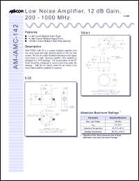 AM-142PIN datasheet: 200-1000 MHz, low noise amplifier, 12 dB gain AM-142PIN