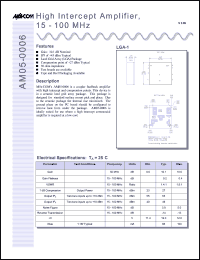 AM05-0006-TB datasheet: 15-100 MHz, high intercept amplifier AM05-0006-TB