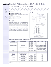 AT-107PIN datasheet: DC-2 GHz, 31.5 dB, 6-bit, digital attenuator, TTL driver AT-107PIN
