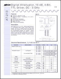 AT-213PIN datasheet: DC-3 GHz, 15 dB, 4-bit, digital attenuator, TTL driver AT-213PIN