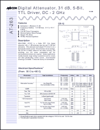 AT-263PIN datasheet: DC-2 GHz, 31 dB, 5-bit, digital attenuator, TTL driver AT-263PIN