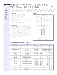 AT-273TR datasheet: DC-2 GHz, 32 dB, 2-bit, digital attenuator, TTL driver AT-273TR