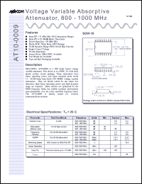 AT10-0009 datasheet: 800-1000 MHz, voltage variable absorptive attenuator AT10-0009