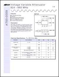 AT65-0009 datasheet: 824-960 MHz, voltage variable  attenuator AT65-0009