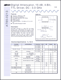 AT65-0213 datasheet: DC-3 GHz, digital  attenuator, 15 dB, 4-bit, TTL driver AT65-0213