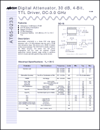 AT65-0233-TB datasheet: DC-3 GHz, digital  attenuator, 30 dB, 4-bit, TTL driver AT65-0233-TB