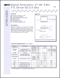 AT65-0263 datasheet: DC-2 GHz, digital  attenuator, 31 dB, 5-bit, TTL driver AT65-0263