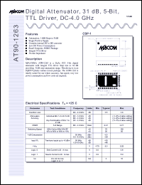 AT90-1263TR datasheet: DC-4 GHz, digital  attenuator, 31 dB, 5-bit, TTL driver AT90-1263TR