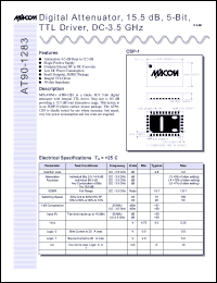 AT90-1283 datasheet: DC-3.5 GHz, digital  attenuator, 15.5 dB, 5-bit, TTL driver AT90-1283