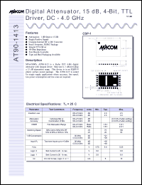 AT90-1413 datasheet: DC-4 GHz, digital  attenuator, 15 dB, 4-bit, TTL driver AT90-1413