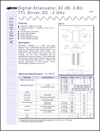 AT20-0273 datasheet: DC-2 GHz, digital  attenuator, 32 dB, 2-bit, TTL driver AT20-0273