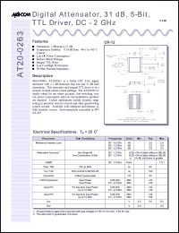 AT20-0263 datasheet: DC-2 GHz, digital  attenuator, 31 dB, 5-bit, TTL driver AT20-0263