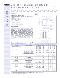 AT20-0106TR datasheet: DC-2 GHz, digital  attenuator, 50 dB, 6-bit, TTL driver AT20-0106TR