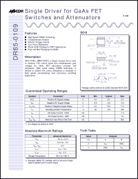 DR65-0109 datasheet: Single driver for GaAs FET switches and attenuator DR65-0109