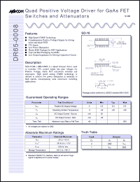 DR65-0008 datasheet: Quad positive voltage driver for GaAs FET switches and attenuator DR65-0008