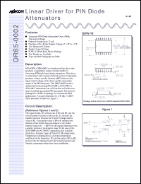 DR65-0002TR datasheet: Linear driver for PIN diode attenuator DR65-0002TR