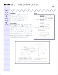 DR65-0003 datasheet: SPDT PIN diode driver DR65-0003