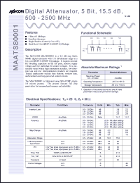 MAATSS0001-TB datasheet: 50-2500 MHz digital attenuaror, 5-bit, 15.5 dB MAATSS0001-TB