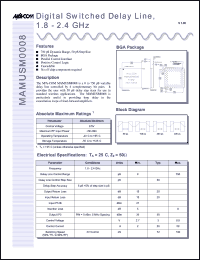 MAMUSM0008-TB datasheet: 1.8-2.4 GHz, digital switched delay line MAMUSM0008-TB