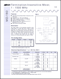 MD-160PIN datasheet: 1-1500 MHz,  termination-insensitive mixer MD-160PIN