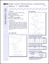 MD-189PIN datasheet: 1-3500 MHz, high level termination insensitive mixer MD-189PIN