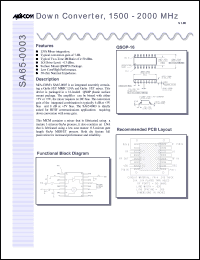 SA65-0003-TB datasheet: 1500-2000 MHz, down converter SA65-0003-TB