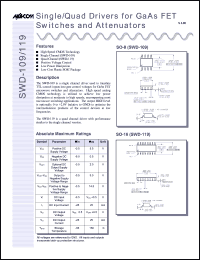 SWD-109 datasheet: Single/quad driver for GaAs FET switche and attenuator SWD-109