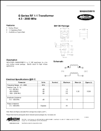 MABAES0018 datasheet: 4.5-2000 MHz, RF 1:1  transformer MABAES0018