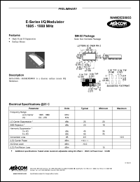MAMDES0003 datasheet: 1805-1880 MHz, I/Q modulator MAMDES0003